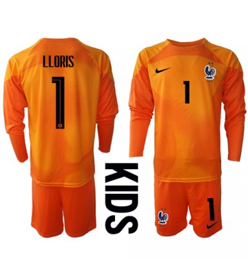Lacne Dětský Futbalové dres Francúzsko Hugo Lloris #1 Brankarsky  MS 2022 Dlhy Rukáv - Domáci (+ trenírky)